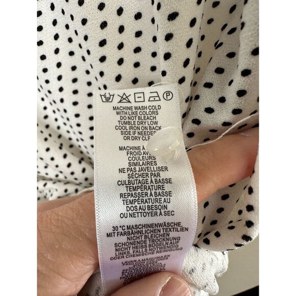 Adrianna Papell Womens White Black Blouse‎ Small long sleeve polyester pullover - Picture 5 of 7